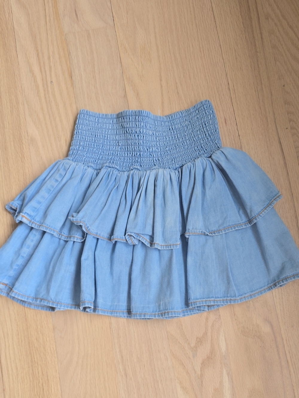 Molo Light Blue Tiered Ruffle Denim Skirt